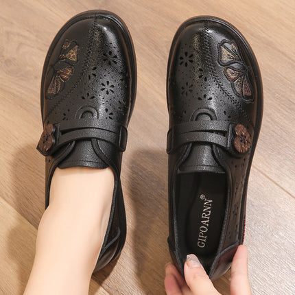 Mom's Shoes Are Comfortable and Non-Tiring, Suitable for Middle-Aged and Elderly Women, with Soft Soles, Non-Slip, Lightweight, Breathable Leather Shoes for Summer, Women's Sandals