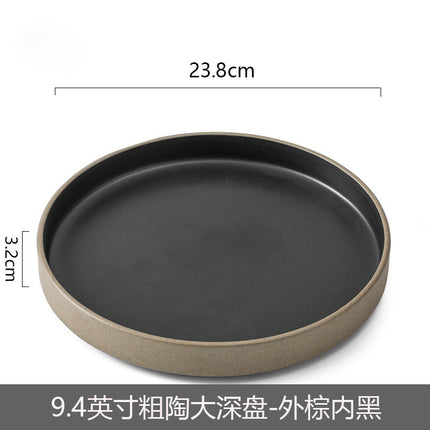 Ceramic Straight Plate Flat Bottom Deep Plate Soup Plate Japanese Seafood Plate Dish Plate Dessert Plate Nest Plate Simple Salad Bowl