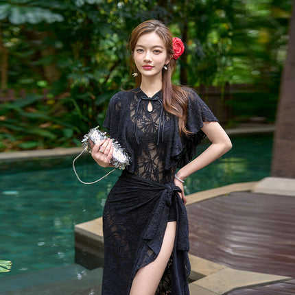 2025 New Swimsuit Women's Split Three-Piece Set Covers Belly, Slimming Look, Gathers Small Breasts, Korean Ins Style Hot Spring Bathing Suit