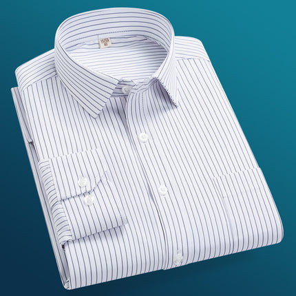 Large Size Men's Shirt Striped Business Casual All-match Easy-to-manage Cardigan Top Long-sleeved Plus-sized Shirt for Men