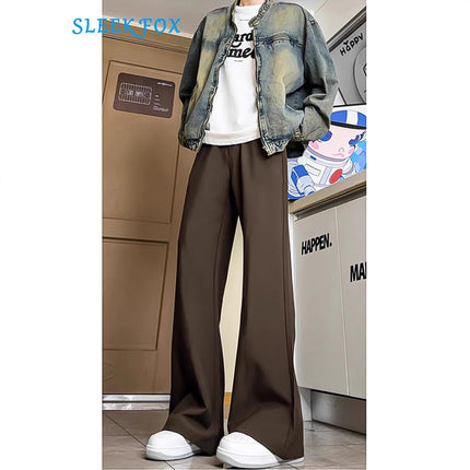Summer New Trendy Loose Breathable Flared Dress Pants for Tall Men, Extended Length Casual Dress Pants