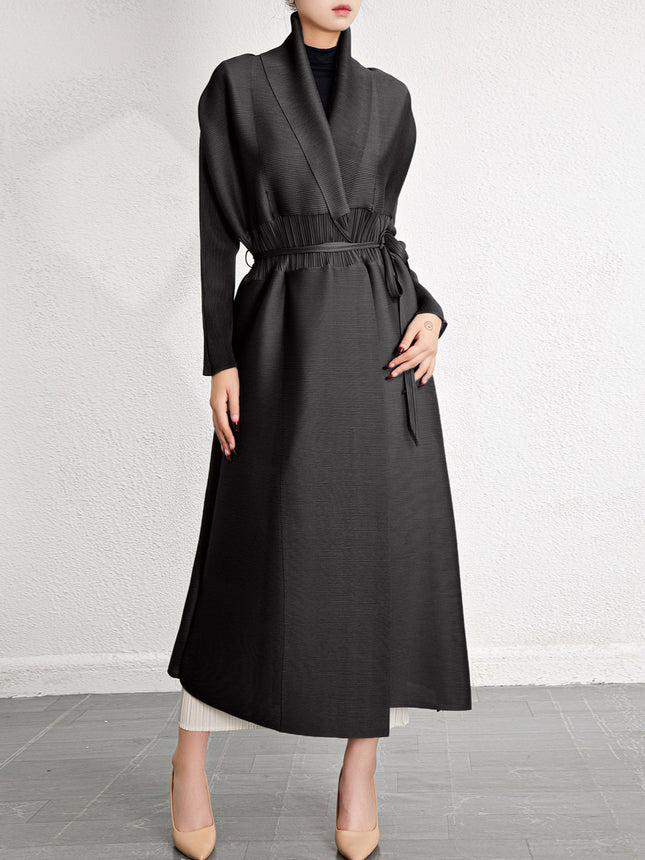 Casual Loose Shawl Coat for Women, Thin Autumn Ruched Casual Outerwear Cardigan, Extended Long Sleeve Trench Coat