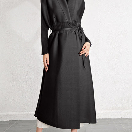 Casual Loose Shawl Coat for Women, Thin Autumn Ruched Casual Outerwear Cardigan, Extended Long Sleeve Trench Coat