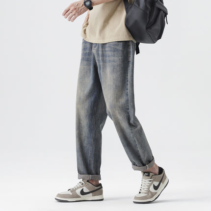 Danbaoni | New Product 2026 Spring and Summer Loose Tapered Harem High Street Retro Trendy Jeans for Men Retro Blue