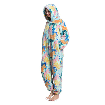 Mixed Wholesale Autumn and Winter Cotton Velvet Animal Cartoon Siamese Pajamas Thickened Men and Women Couple Home Clothes Tianma Adult