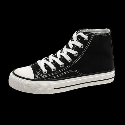 2026 Spring and Autumn New High-Top Canvas Shoes for Female Students, No Logo, Versatile Classic Style, Trendy Casual Sneakers