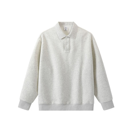 New Cross-Border 350g Cotton Polo Collar Sweatshirt for Men and Women, Couple's Sweatshirt, Autumn and Winter Loose Long-Sleeve Solid Color Top