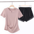 Pink short sleeves + black fake two-piece shorts suit / S (fit for 42.5-45kg )