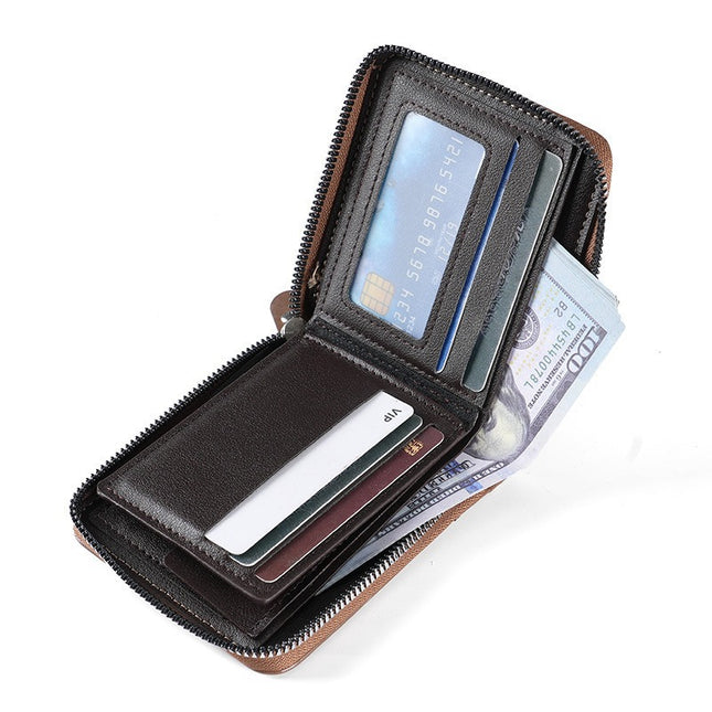 Factory wholesale men's driver's license card set European and American fashion cross-border multi-functional zipper coin purse multi-card card bag