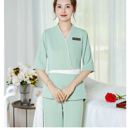High-end Beauty Salon Beautician Work Clothes suit Women's Autumn and Winter Thickened Foot Therapy Ear Head Therapy Shop Massage Technician Clothes