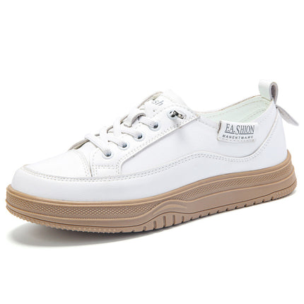 White Shoes Women's 2025 New Spring Women's Shoes Genuine Leather All-match Pregnant Women's Casual Shoes Soft Sole Sports Board Shoes