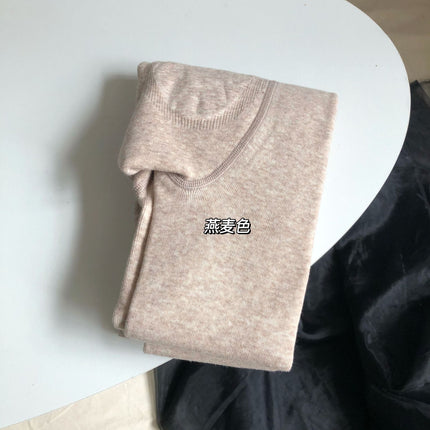 Autumn and Winter Fleece-Lined Thickened 3D Peach Hip High-Waisted Tummy Control Cotton Integrated Leggings Coffee Oatmeal White Footed Tights