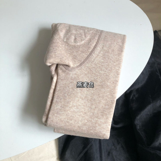 Autumn and Winter Fleece-Lined Thickened 3D Peach Hip High-Waisted Tummy Control Cotton Integrated Leggings Coffee Oatmeal White Footed Tights