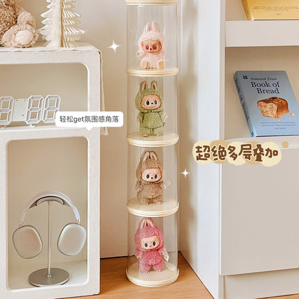 Labubu Bubble Mart Display Box Transparent Rotatable Blind Box Display Stand Storage Labubu Hand-Made Display Cabinet