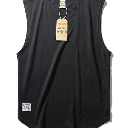 Comfortable and Good to Wear Solid Color Crewneck Washed Cotton Loose Waistcoat Retro Craft Garden Swing Side Split Sports Casual Vest