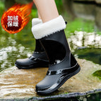 Mid-calf/outdoor waterproof boots/812 black fleece-lined / 36
