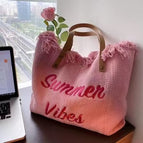 Pink tassel bag / 50*14*36CM