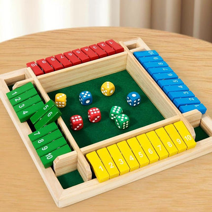 Double-sided Digital Four-sided Flip Card Game Chess Children's Parent-child Table Game Bar Party Drinking Wine Order Wooden Toy