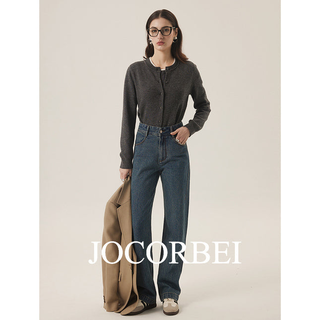 JOCORBEI [word of mouth god pants will enter the money] 8.02 million can Joker high waist straight tube three pressure line jeans king