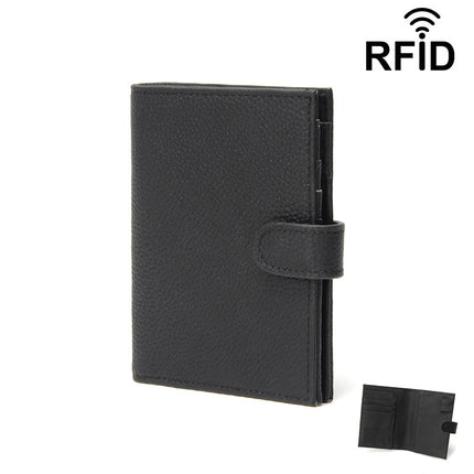 Foreign Trade Genuine Leather Passport Holder, Unisex, Ultra-Thin Rfid Multifunctional Full Leather Wallet, Ticket Holder, Passport Document Holder