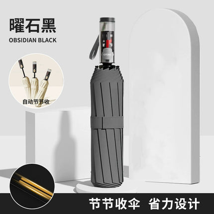 Full-automatic Umbrella Reinforced Windproof Folding Umbrella Black Rubber Sunny and Rain Dual-use Women's Sunscreen Sunshade Umbrella Sun Umbrella Advertising