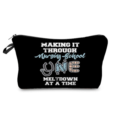 Trendy hot nurse English printing storage bag travel cosmetic bag creative fashion pencil case