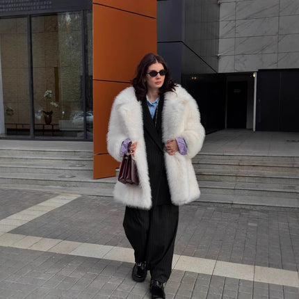 Imitation Fox Fur Grass Coat Imitation Fox Fur Lazy Style Paris Women's Fashion Fur Coat