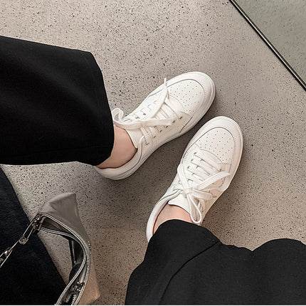 Ten Thousand Years White Shoes Classic Real Wear Daily Collocation Casual Comfortable Thick Sole Height Increasing Minimalist 24 Women's Board Shoes