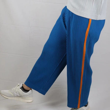 Miyake Garment Folded Pants Trousers Breathable Straight Side Color Matching Men's and Women's Loose Casual Summer New Japanese Style