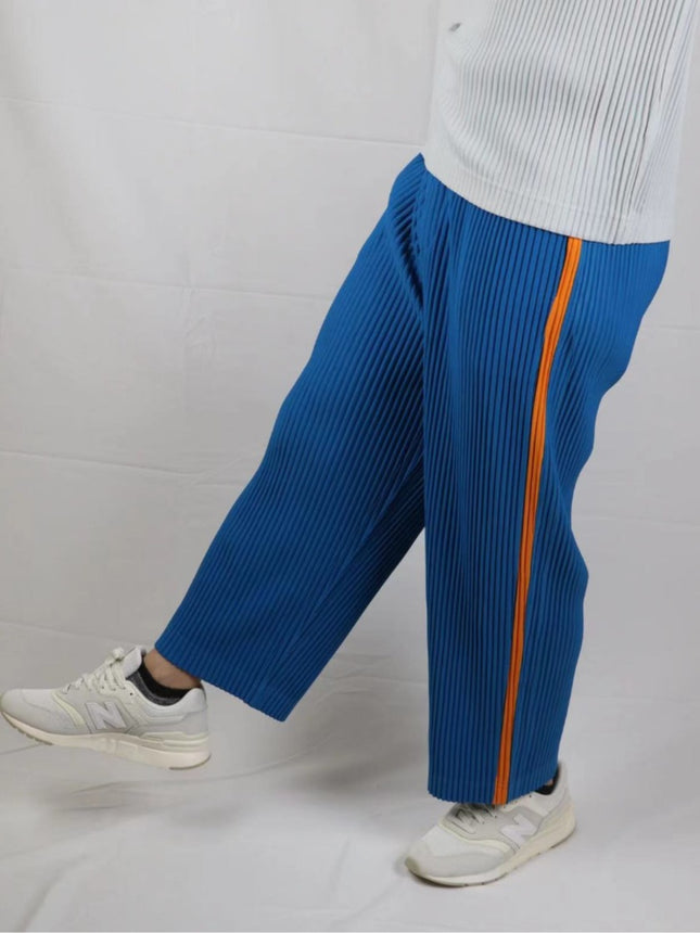 Miyake Garment Folded Pants Trousers Breathable Straight Side Color Matching Men's and Women's Loose Casual Summer New Japanese Style