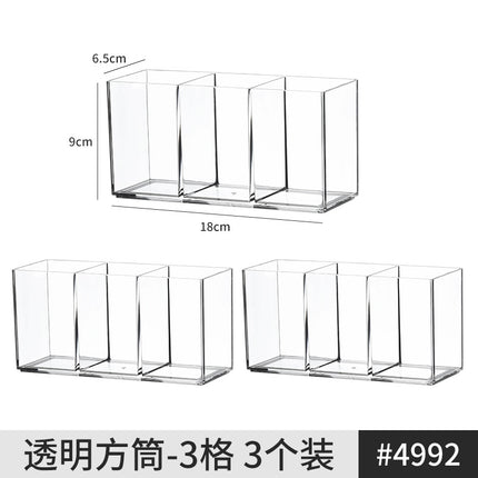 [Multiple Specifications] Transparent Square Storage Tube Detachable Cosmetics Organizer Box Cosmetics Storage Rack Mi Mu
