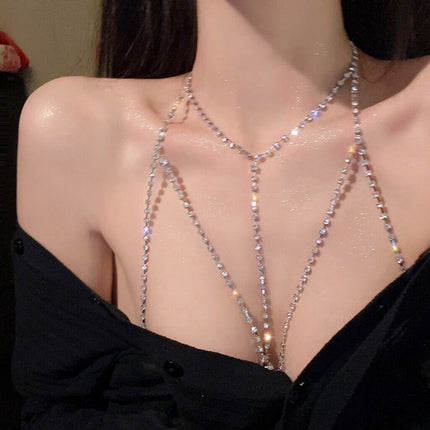 Chest Chain European and American Bodychain Bikini Bikini Clavicle Chain Body Chain Jewelry Flash Diamond Sexy Necklace for Women