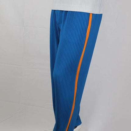 Miyake Garment Folded Pants Trousers Breathable Straight Side Color Matching Men's and Women's Loose Casual Summer New Japanese Style