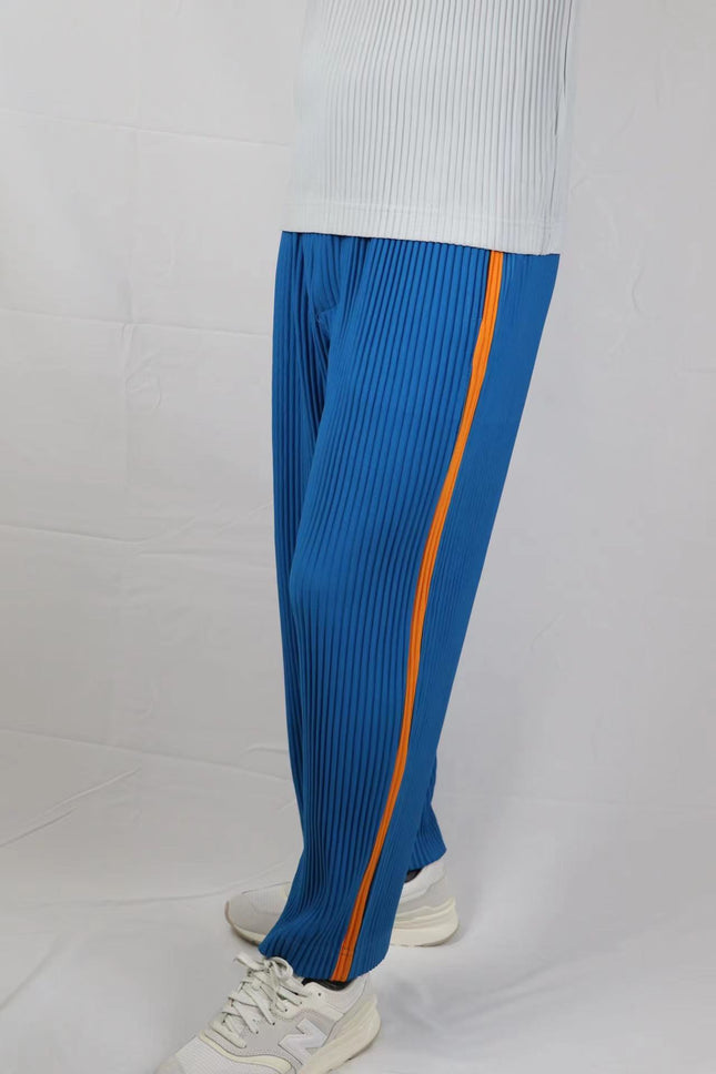 Miyake Garment Folded Pants Trousers Breathable Straight Side Color Matching Men's and Women's Loose Casual Summer New Japanese Style