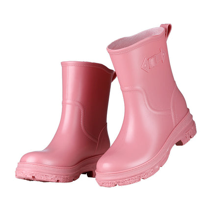 2025 Pvc Outdoor Car Wash Cleaning Rain Boots for Women, Mid-Calf Waterproof Shoes, Low Heel, Wear-Resistant, Non-Slip, Rainproof