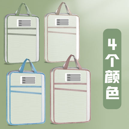 L-Shaped Satchel Subject Bag, Transparent File Storage Bag, Multi-Layer Zipper Mesh Large Opening Handbag, Book Bag