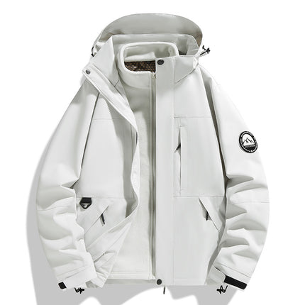 New Outdoor Three-In-One Jacket with Removable Liner, Thickened, Warm, Windproof and Waterproof Mountaineering Jacket for Men