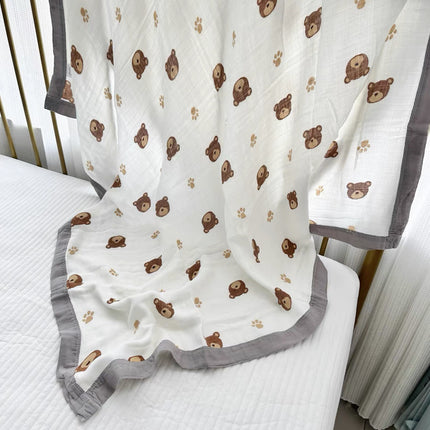 Summer bamboo fiber four-layer gauze blanket children's air conditioning blanket adult student bamboo cotton bed sheet cold feeling blanket kindergarten