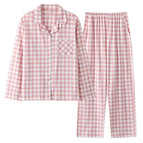 Pink checkered women [long sleeves and trousers] / L【 50-60kg 】