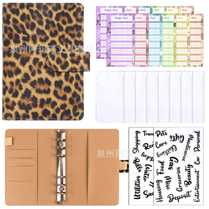 Amazon Cross-border A6 Leopard Macaron Notebook Loose-leaf Creative Cash Deposit Book Budget Plan Book