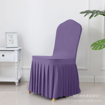 Chair Cover Thickened Stretch Pleated Skirt Dining Chair Cover Hotel Wedding Banquet Event Stool Cover Hotel Cloth