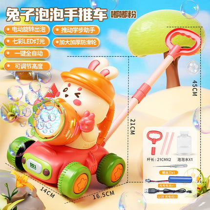 Dinosaur Trolley Bubble Blowing Machine Cute Fun Animal Modeling Children's Walkers Rabbit Push Music Stall Toys