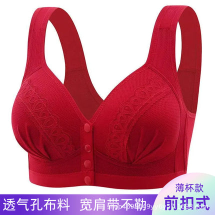 Breathable Cross-border Front Snap No Steel Ring Fixed Cup Bra Beautiful Back Traceless Top-up Thin Mom Vest-style Underwear