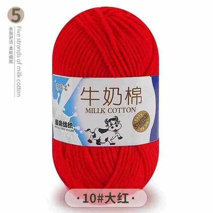 Five-Strand Milk Cotton Yarn Wholesale Medium-Thick Yarn Crochet Doll Shoes Scarf DIY Knitting Material Kit Crochet