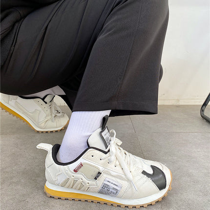 Korean Style Student Men's Shoes Trendy 2025 Spring Couple's Versatile Waffle Trainer Shoes Ins Super Popular Sports Casual Shoes