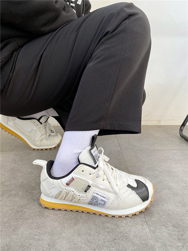 Korean Style Student Men's Shoes Trendy 2025 Spring Couple's Versatile Waffle Trainer Shoes Ins Super Popular Sports Casual Shoes