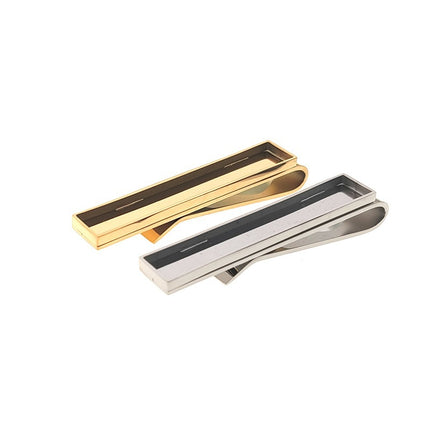 Titanium Steel Creative Jewelry Tie Clip DIY Personalized Clothing Empty Holder Clip Gold Groove Metal Tie Clip in stock