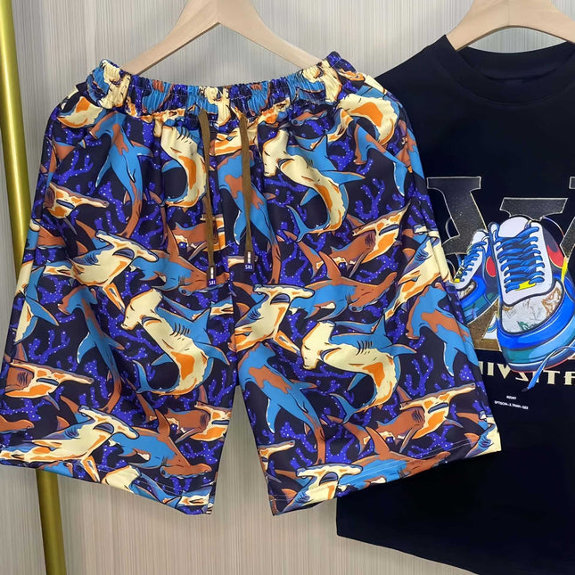 2025 Summer Men's Thin Fashion Casual Sports Shorts Trendy Full Print Beach Floral Versatile Shorts