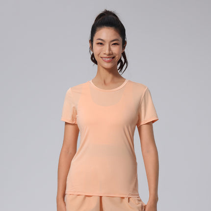 Women's Slim-Fit T-Shirt, Three-Dimensional Cut, Breathable, Versatile Summer Commute Base Shirt, Round Neck Running Shirt, Yoga