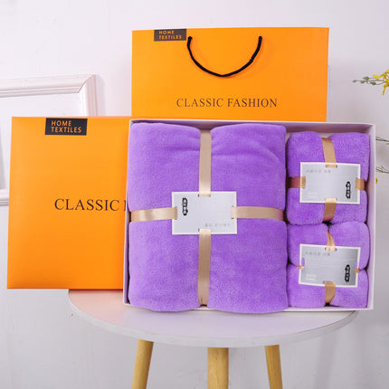 Coral towel bath towel three-piece business opening activity gift box suit company wedding gift accompanying staff